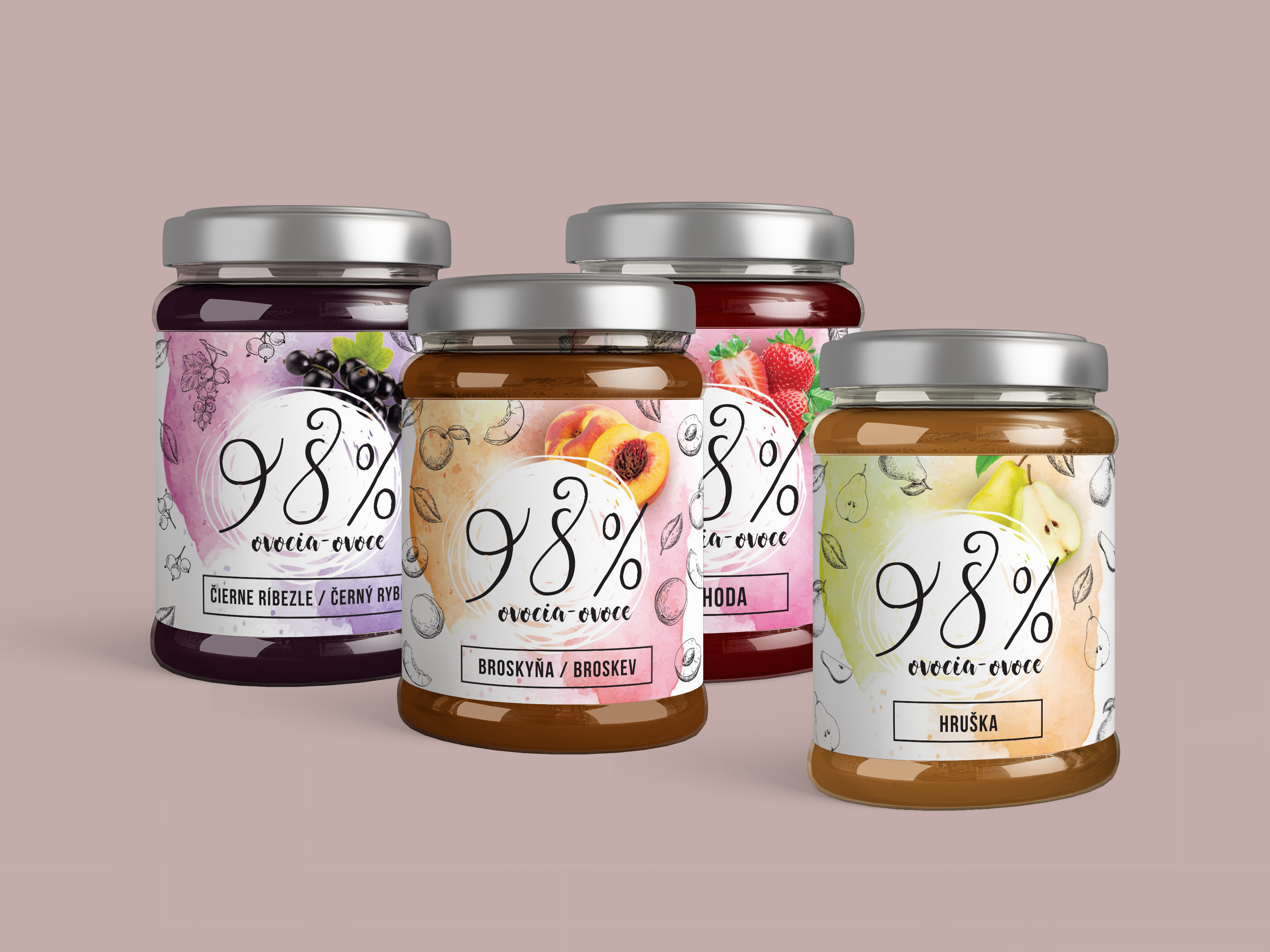 Landis jam label design for different fruit jams