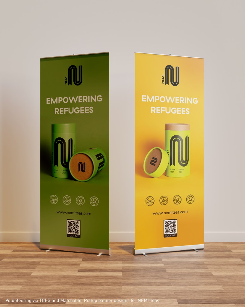 Volunteering via TCEG and Matchable: Rollup banner designs for NEMI Teas