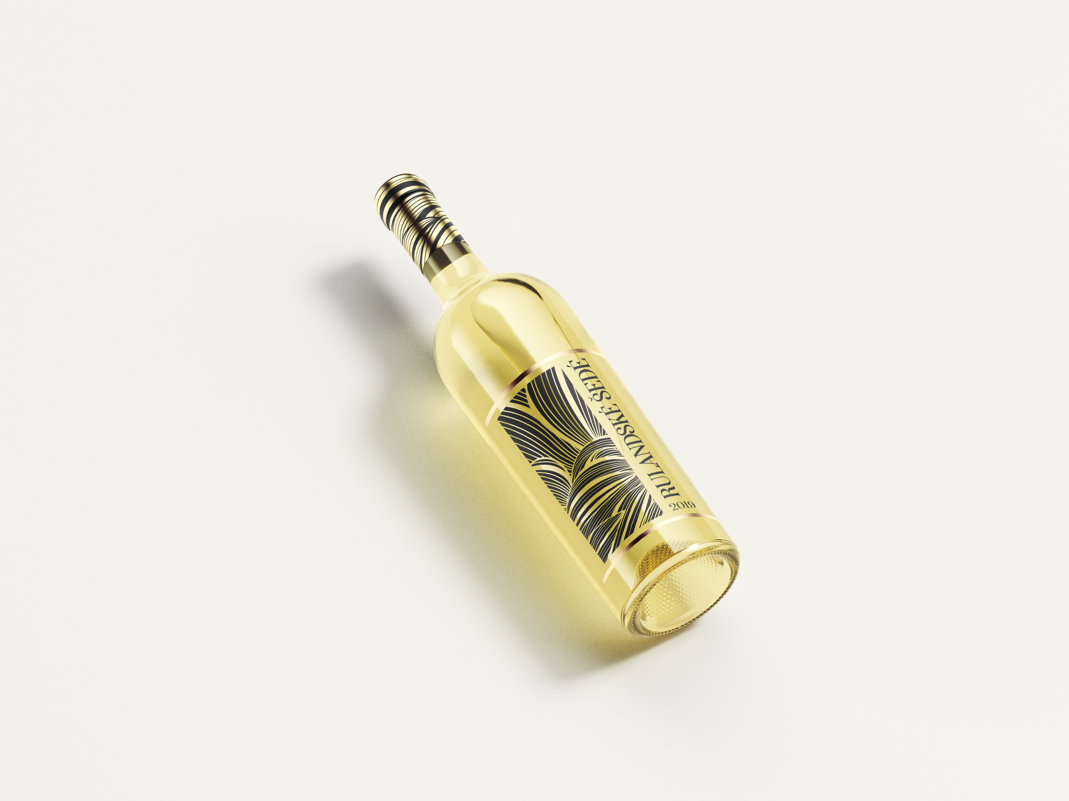 Black and gold printing on transparent label, concept design