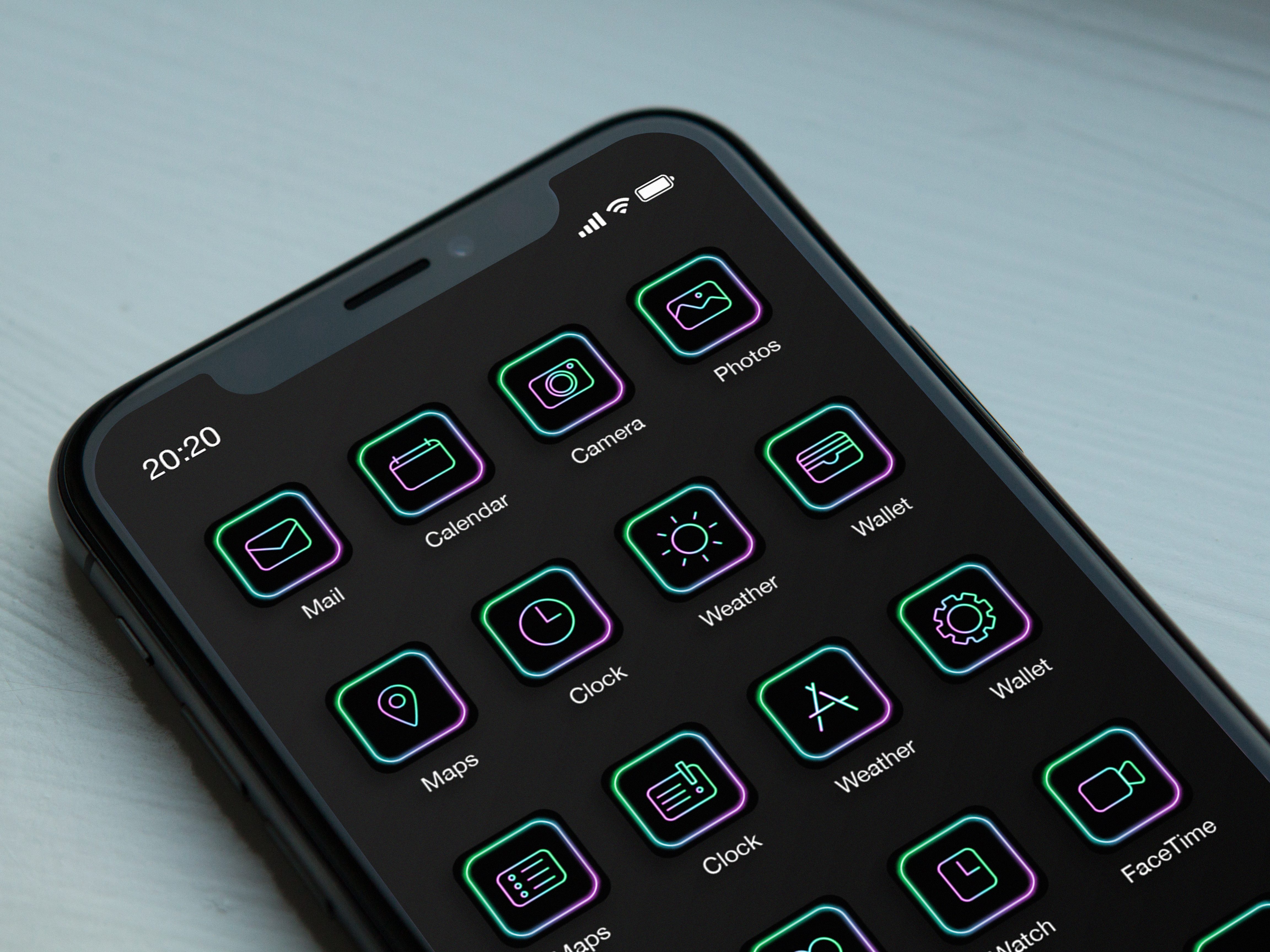 NEON GEEK icon set for iOs 14 by evaczifra